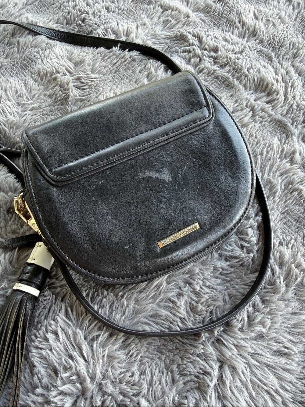 Rebecca Minkoff Mini Suki Black Leather Crossbody Bag with Tassel Accent - Picture 4 of 13